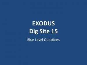 EXODUS Dig Site 15 Blue Level Questions Who