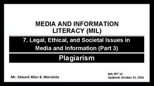 Plagiarism in media and information literacy