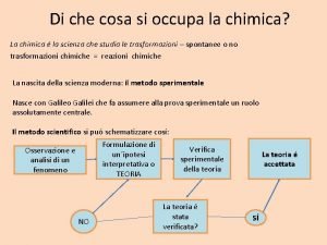 Di che cosa si occupa la chimica La