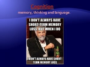 Cognition memory thinking and language CH 10 MEMORY