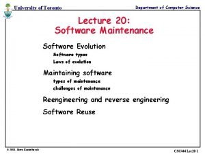 University of Toronto Department of Computer Science Lecture