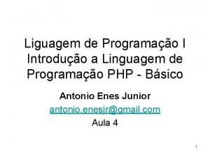 Liguagem de Programao I Introduo a Linguagem de