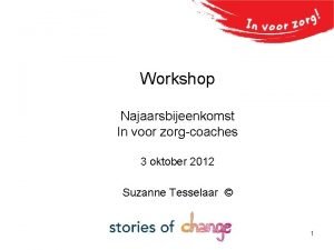 Workshop Najaarsbijeenkomst In voor zorgcoaches 3 oktober 2012