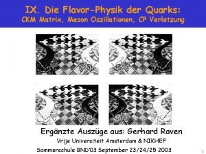 IX Die FlavorPhysik der Quarks CKM Matrix Meson