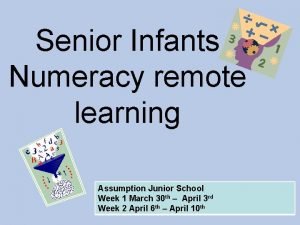 Senior Infants Numeracy remote learning Assumption Junior School