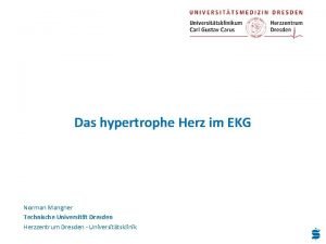 Das hypertrophe Herz im EKG Norman Mangner Technische