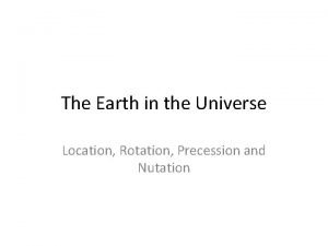 The Earth in the Universe Location Rotation Precession