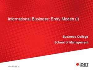 International Business Entry Modes I Business College School