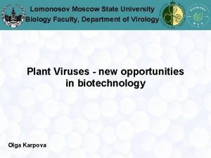 Lomonosov Moscow State University Biology Faculty Department of