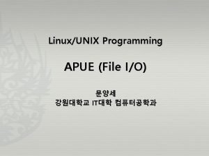 LinuxUNIX Programming APUE File IO IT What is