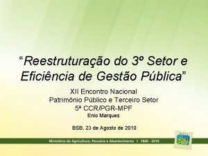 Reestruturao do 3 Setor e Eficincia de Gesto