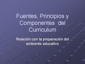 Fuentes del curriculum