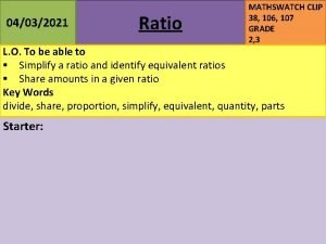 Mathswatch ratio