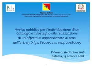 Regione Siciliana Assessorato regionale dellistruzione e della F