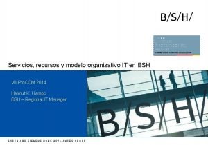 Servicios recursos y modelo organizativo IT en BSH