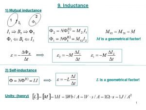 9 Inductance 1 Mutual inductance 1 2 I