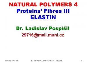 NATURAL POLYMERS 4 Proteins Fibres III ELASTIN Dr