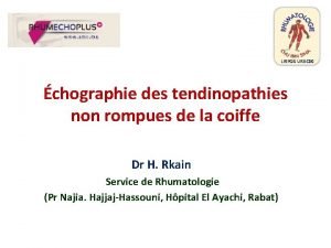 LIRPOS URAC 30 chographie des tendinopathies non rompues