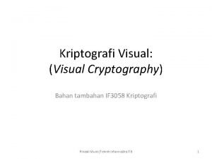 Kriptografi Visual Visual Cryptography Bahan tambahan IF 3058