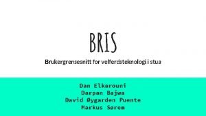 BRIS Brukergrensesnitt for velferdsteknologi i stua Dan Elkarouni