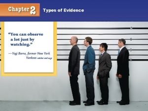 Types of Evidence Types of Evidence Objectives You