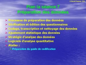 Benoit Duguay 2014 Plan la sance 7 Prparation