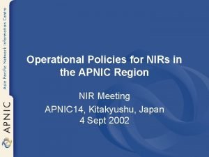 Operational Policies for NIRs in the APNIC Region