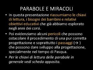 Il seminatore parabola o miracolo Il seminatore parabola o miracolo