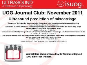 UOG Journal Club November 2011 Ultrasound prediction of
