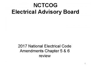 NCTCOG Electrical Advisory Board 2017 National Electrical Code