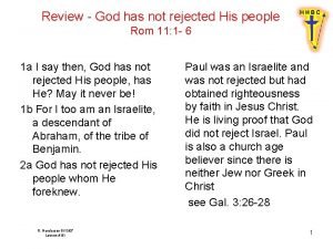 Review God has not rejected His people Rom