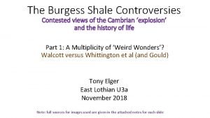 The Burgess Shale Controversies Contested views of the