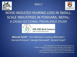 EP 617 NOISEINDUCED HEARING LOSS IN SMALLSCALE INDUSTRIES