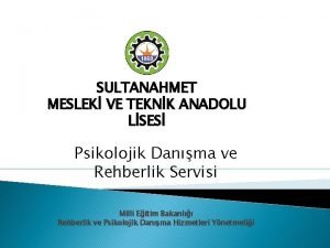 SULTANAHMET MESLEK VE TEKNK ANADOLU LSES Psikolojik Danma