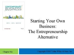Starting Your Own Business The Entrepreneurship Alternative Chapter