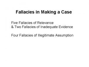 Fallacies in Making a Case Five Fallacies of