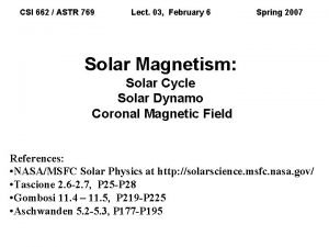 CSI 662 ASTR 769 Lect 03 February 6