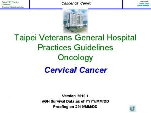 Taipei VGH Practice Guidelines Oncology Guidelines Index Cancer