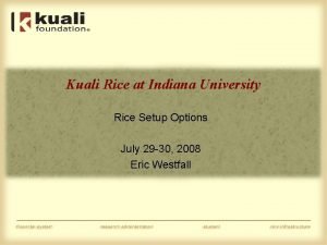 Kuali Rice at Indiana University Rice Setup Options