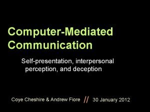 ComputerMediated Communication Selfpresentation interpersonal perception and deception Coye