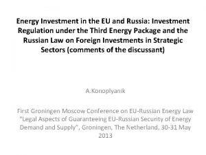 Energy Investment in the EU and Russia Investment