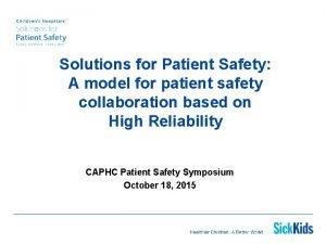 Solutions for patient safety