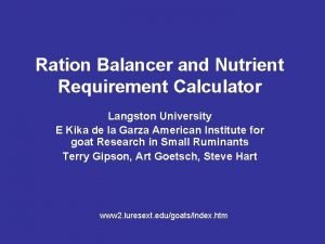 Goat feed ration calculator