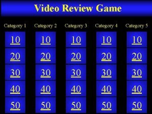 Video Review Game Category 1 Category 2 Category