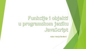 Funkcije i objekti u programskom jeziku Java Script