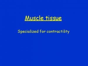 Muscle tissue Specialized for contractility Classification of muscle