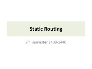 Static Routing 2 nd semester 1439 1440 Outline