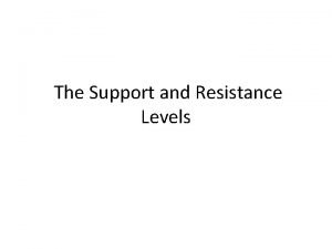 The Support and Resistance Levels Support and Resistance