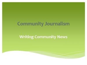 Example of news story in community