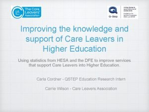 Improving the knowledge and support of Care Leavers